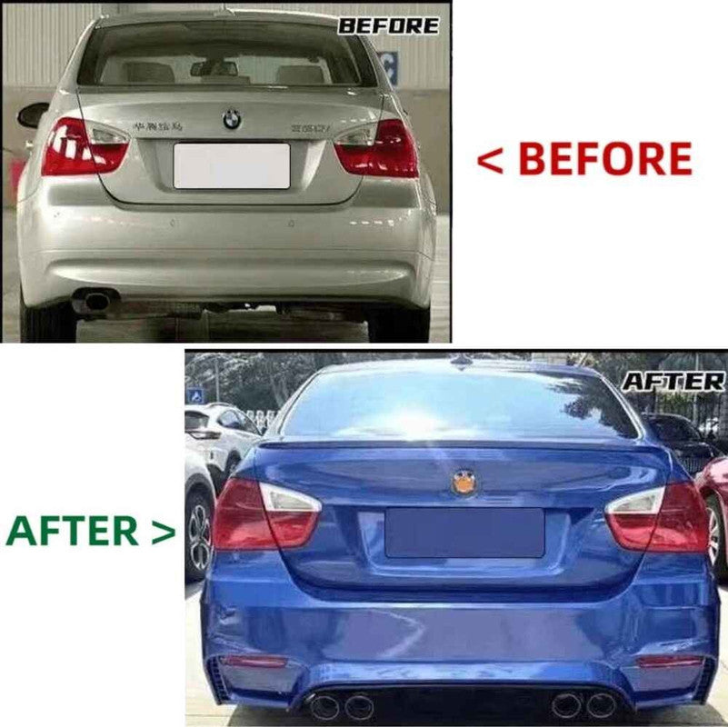 Car Craft Compatible With Bmw 3 Series E90 2005-2012 Exhaust Tips Tail Pipe Midpipe Muffler With Clamp Akrapovic Carbon Fiber Look M Sport M4 Style