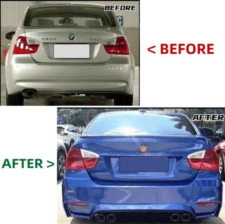 Car Craft Compatible With Bmw 3 Series E90 2005-2012 Exhaust Tips Tail Pipe Midpipe Muffler With Clamp Akrapovic Carbon Fiber Look M Sport M4 Style