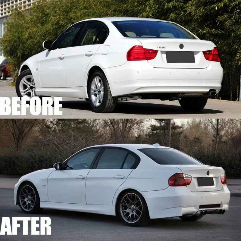 Car Craft Compatible With Bmw 3 Series E90 2005-2012 Exhaust Tips Tail Pipe Midpipe Muffler With Clamp Akrapovic Carbon Fiber Look M Sport M3 Style