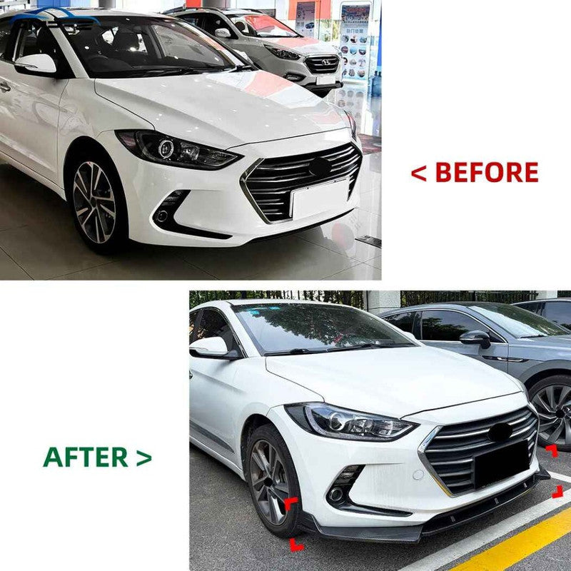 Car Craft Compatible With Hyundai Elantra Mk6 2015-2020 Front Bumper Lip Skirt Trim Glossy Black Zst-1712 Gb