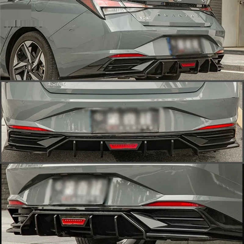 Car Craft Compatible With Hyundai Elantra Mk7 2020-2022 Rear After Bumper Lip Diffuser Skirt Splitter Trim F1 Led Light Usa Glossy Black