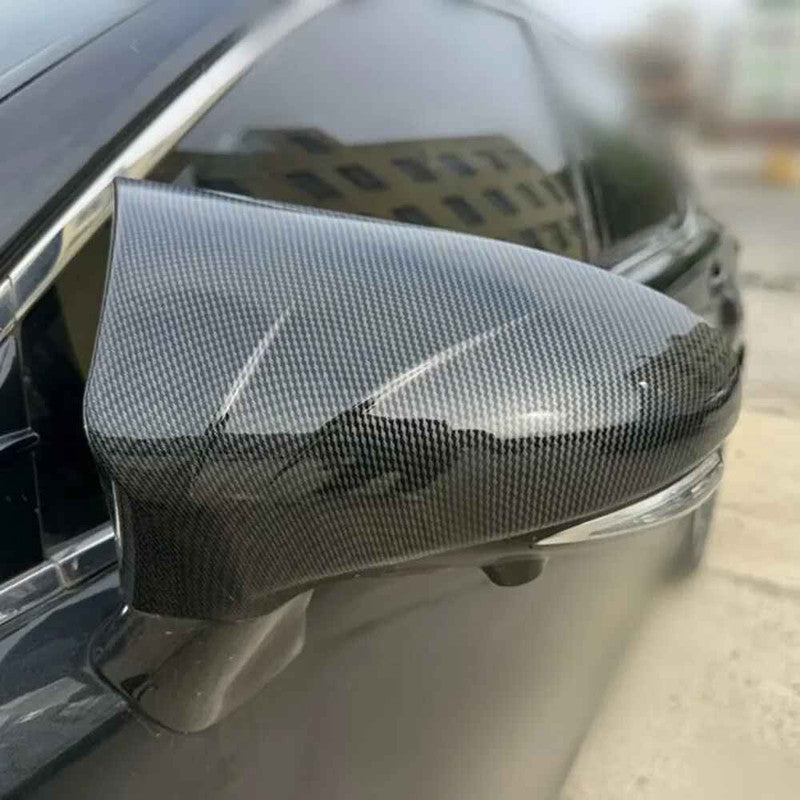 Car Craft Compatible With Lexus Es 2018-2023 Side Rear View Case Wing Cap Shell Housing Mirror Covers 3m Tape Pasting Style Glossy Black Carbon Fiber Look