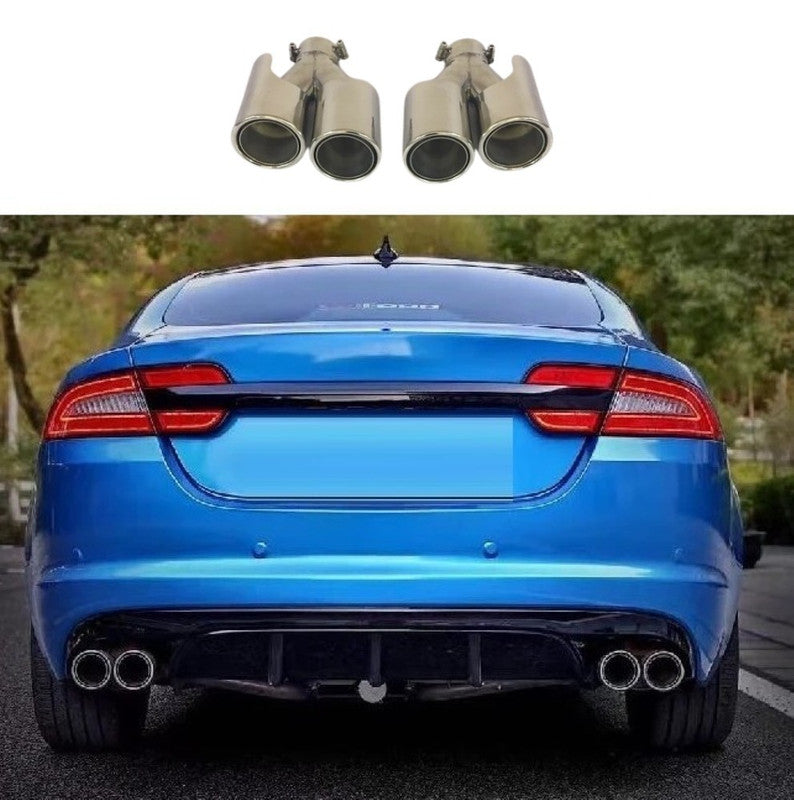 Car Craft Compatible With Jaguar Xf Xfr 2011-2016 Rear Bumper Exhasut Tailpipe Tip Pipe Muffer Chrome