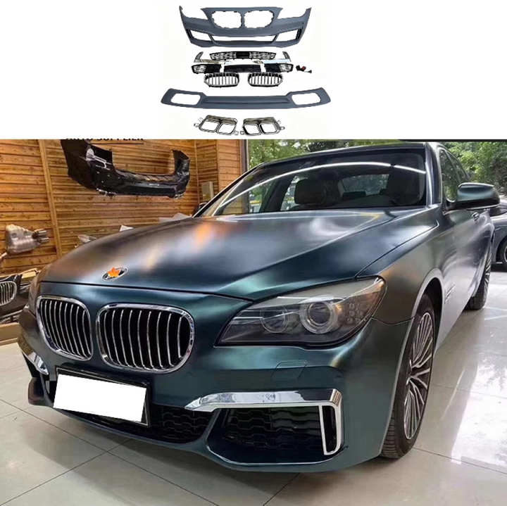 Car Craft Compatible With Bmw 7 Series F02 2009-2014 Upgrade Facelift Convert To G12 Style Bodykit Front Bumper Fog Lamp Light Grill Cover Trim Skirt - CAR CRAFT INDIA