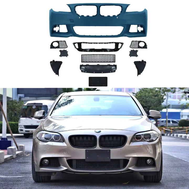 Car Craft Compatible With Bmw 5 Series F10 2010-2017 Front Rear Bumper Upgrade Convert To M Sport Mt M Tech Bodykit Body Kit Bumper Side Skirt Gc F10 18 006 Set CC-10672