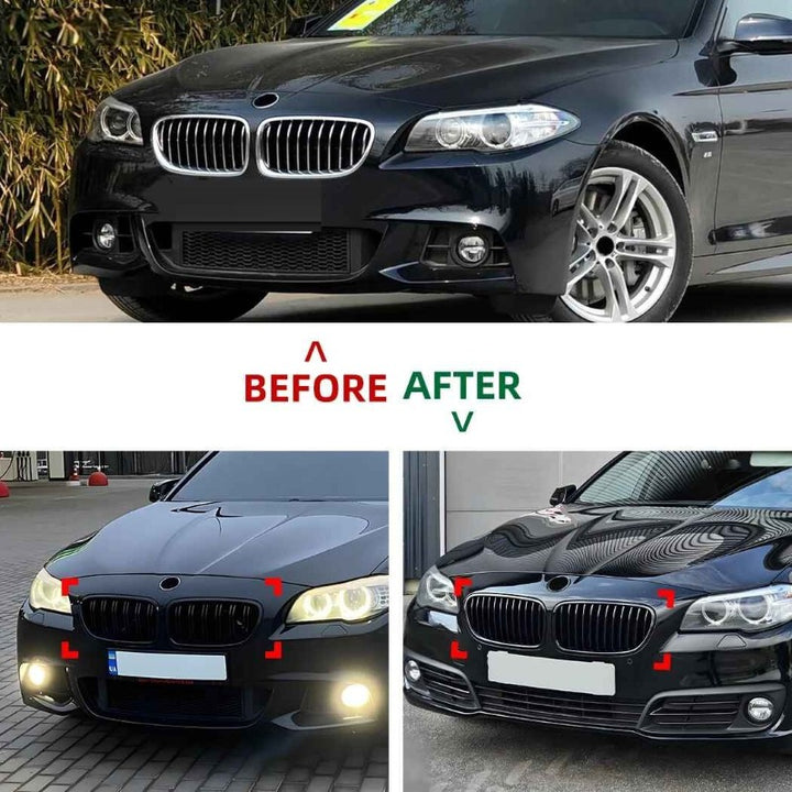 Car Craft Compatible With Bmw 5 Series F10 2010-2017 Front Bumper Show Mesh Grill Single Line Bar Zst-1426 Single Glossy Black - CAR CRAFT INDIA