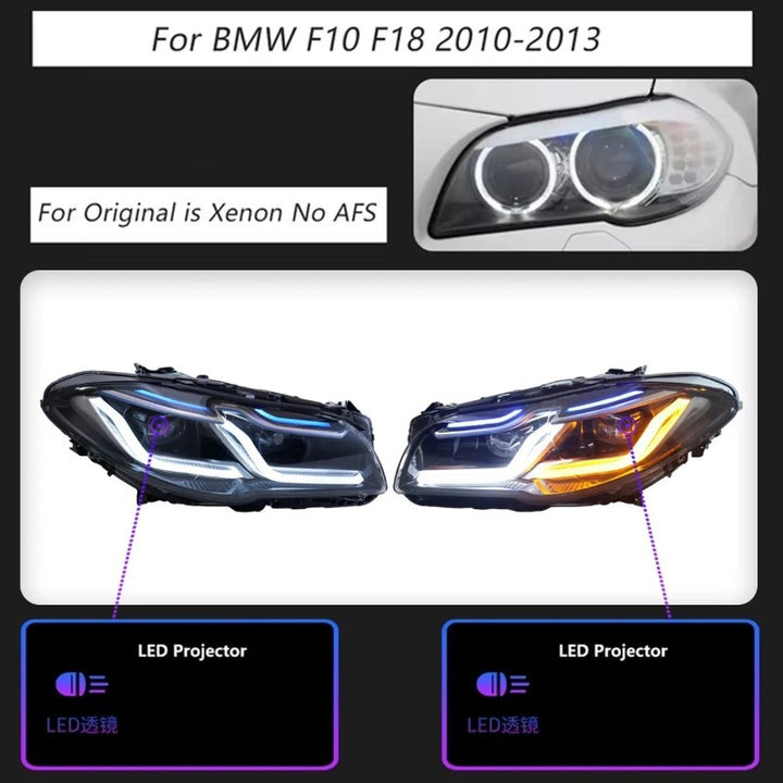 Car Craft Compatible With Bmw 5 Series F10 2010-2013 Car Front Upgraded Head Light Lamp Xenon Headlight Retrofit Upgrade Modified Led Drl Hid Light G30 Laser Style - CAR CRAFT INDIA