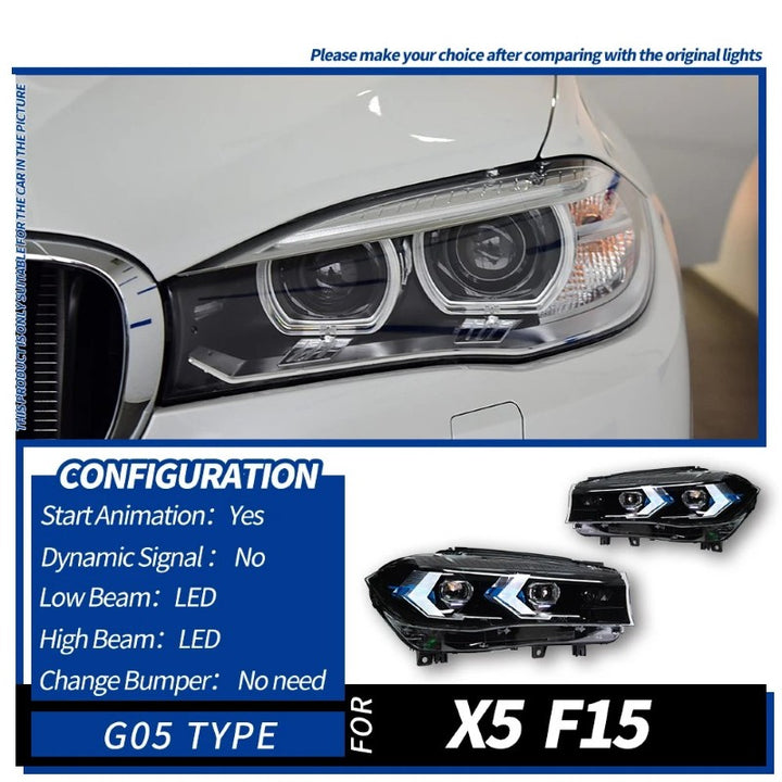 Car Craft Compatible With Bmw 5 X5 F15 2014-2018 Car Front Upgraded Head Light Lamp Xenon Headlight Retrofit Upgrade Modified Led Drl Hid Light G05 Laser Style - CAR CRAFT INDIA