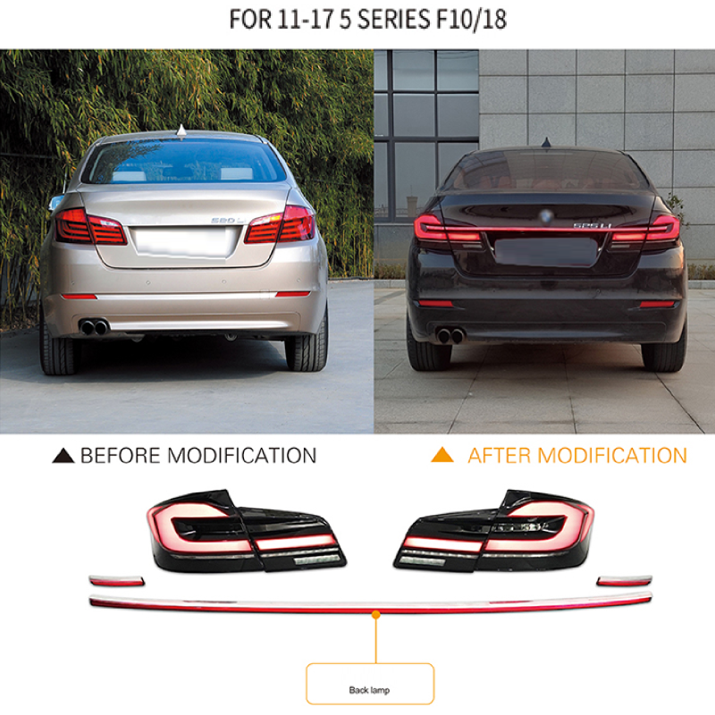 Car Craft Compatible With Bmw 5 Series F10 2010-2017 Car Rear Upgraded Tail Light Lamp Xenon Taillight Retrofit Upgrade Modified Led Drl Hid Light G30 Laser Style With Centre Connecting Bar - CAR CRAFT INDIA