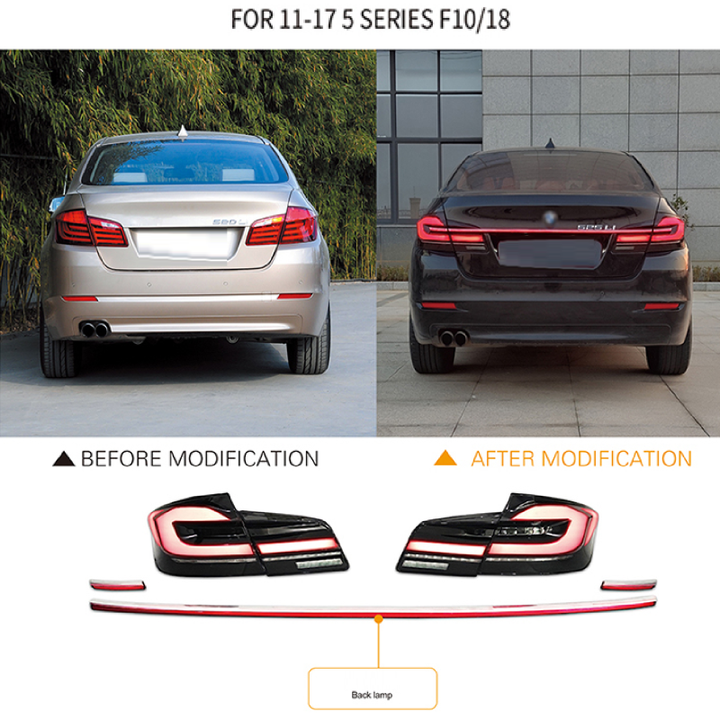 Car Craft Compatible With Bmw 5 Series F10 2010-2017 Car Rear Upgraded Tail Light Lamp Xenon Taillight Retrofit Upgrade Modified Led Drl Hid Light G30 Laser Style With Centre Connecting Bar - CAR CRAFT INDIA
