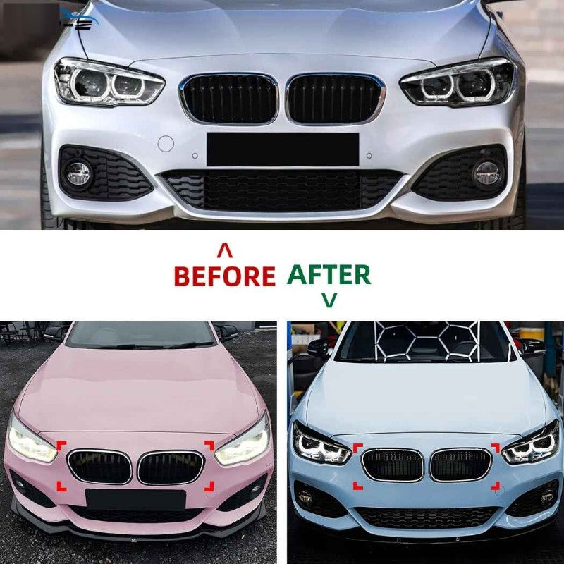 Car Craft Compatible With Bmw 1 Series F20 Lci 2015-2019 Front Bumper Illuminated Led Light Show Mesh Grill Dual Line Led Light Zst-1328 Dual Led Glossy Black - CAR CRAFT INDIA