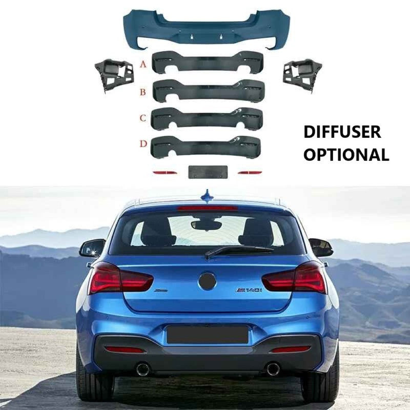 Car Craft Compatible With Bmw 1 Series F20 Lci 2015-2018 Rear Bumper Upgrade Convert To M Sport Mt M Tech Bodykit Bumper - CAR CRAFT INDIA