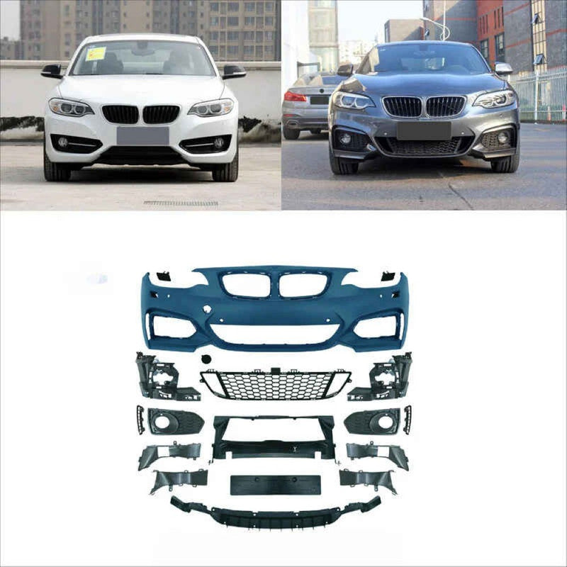 Car Craft Compatible With Bmw 2 Series F22 2014-2019 Upgraded Facelift Convert To M Sport M Tech Mt Bodykit Front Bumper Grill Skirt Trim Gc F22/23-012 Usa