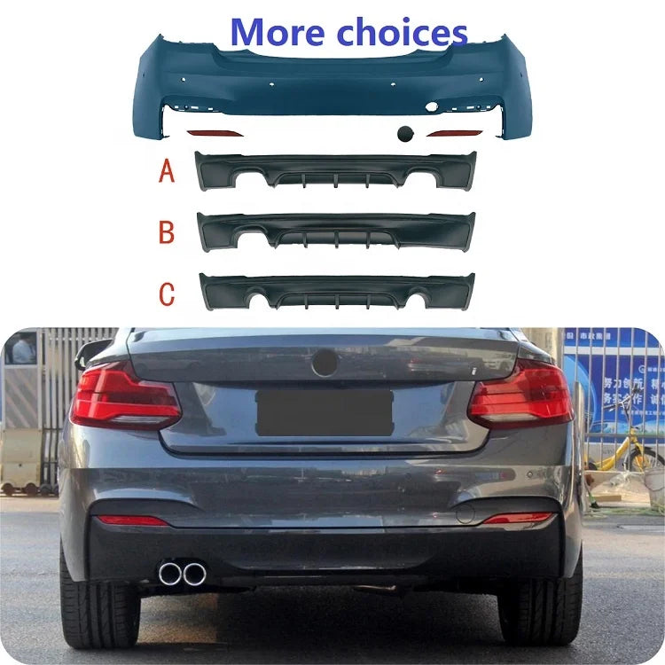 Car Craft Compatible With Bmw 2 Series F22 2014-2019 Upgraded Facelift Convert To M Sport M Tech Mt Bodykit Rear Bumper Lip Skirt Trim Diffuser A Gc F22/23-016 Usa A