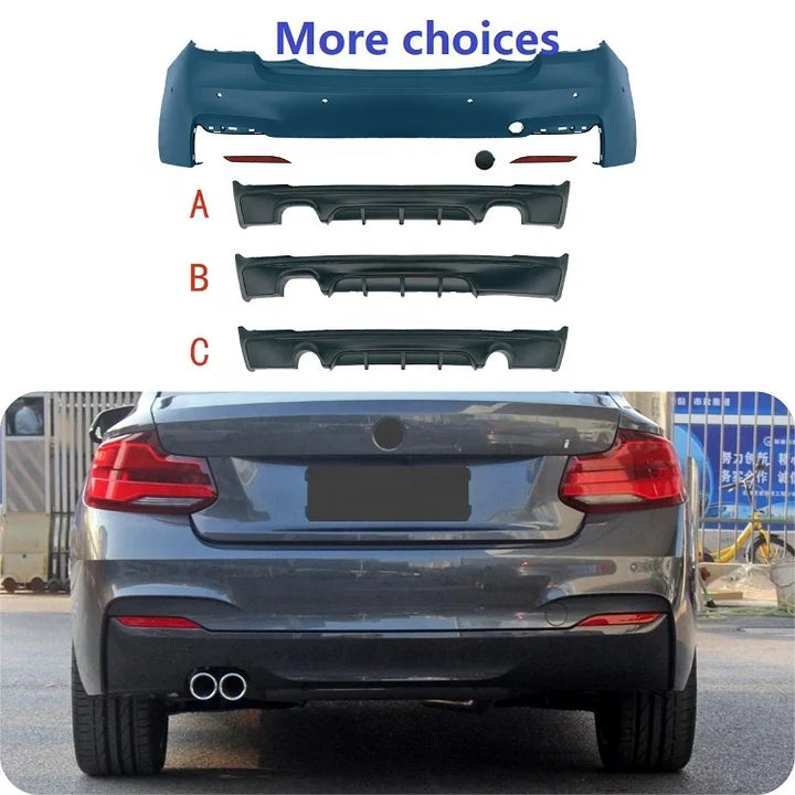 Car Craft Compatible With Bmw 2 Series F22 2014-2019 Upgraded Facelift Convert To M Sport M Tech Mt Bodykit Rear Bumper Lip Skirt Trim Diffuser C Gc F22/23-016 Usa C