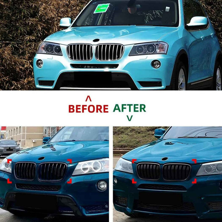 Car Craft Compatible With Bmw X3 F25 2011-2013 Front Bumper Show Gril Glossy Black Dual Line