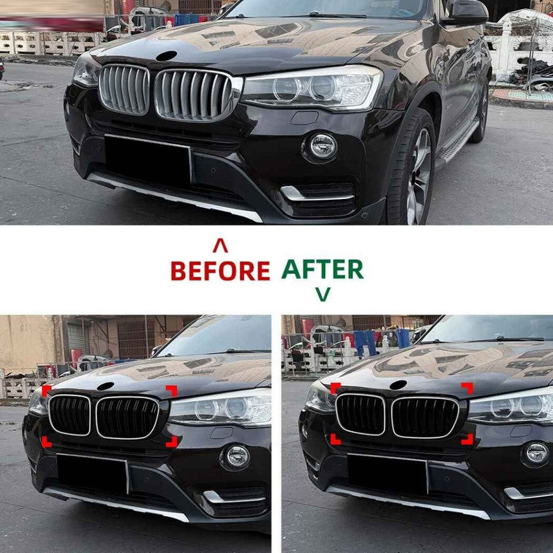 Car Craft Compatible With Bmw X3 F25 Lci 2014-2017 Front Bumper Show Gril Glossy Black Single Line With Led Light