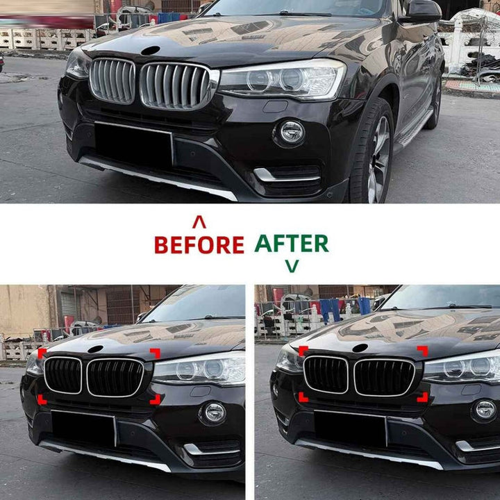 Car Craft Compatible With Bmw X3 F25 Lci 2014-2017 Front Bumper Show Gril Glossy Black Single Line With Led Light