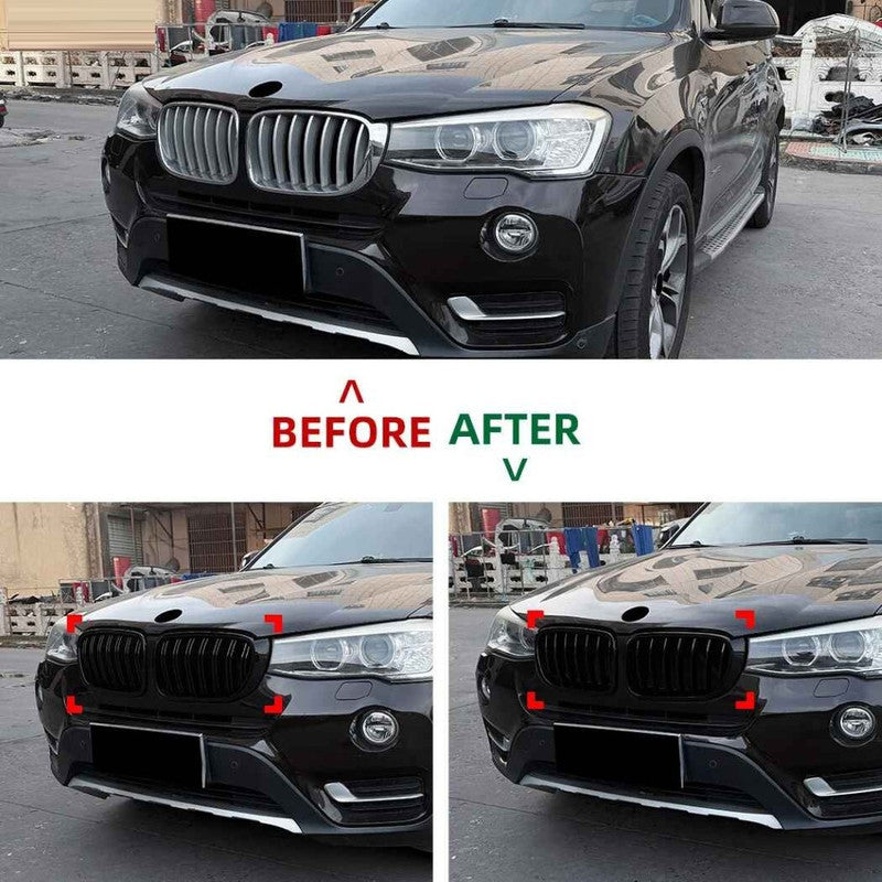 Car Craft Compatible With Bmw X3 F25 Lci 2014-2017 Front Bumper Show Gril Glossy Black Single Line