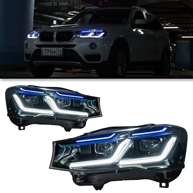 Car Craft Compatible With Bmw X3 F25 2015-2017 Lci Car Front Upgraded Head Light Lamp Xenon Headlight Retrofit Upgrade Modified Led Drl Hid Defender Style - CAR CRAFT INDIA