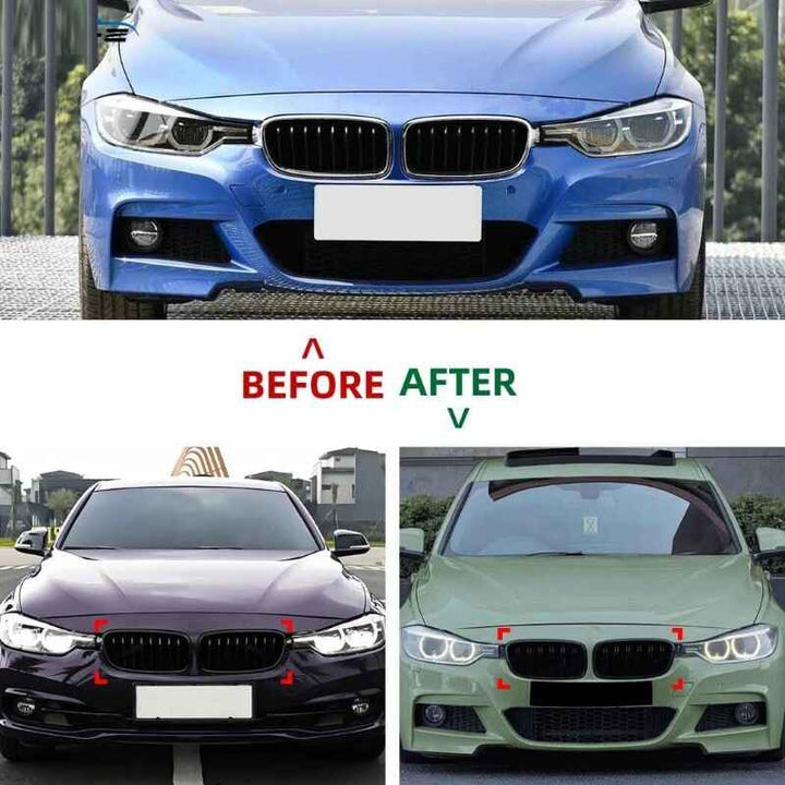 Car Craft Compatible With Bmw 3 Series F30 F80 2012-2018 M3 M4 Front Bumper Show Mesh Grill Dual Line Bar Zst-1329 Dual Glossy Black - CAR CRAFT INDIA