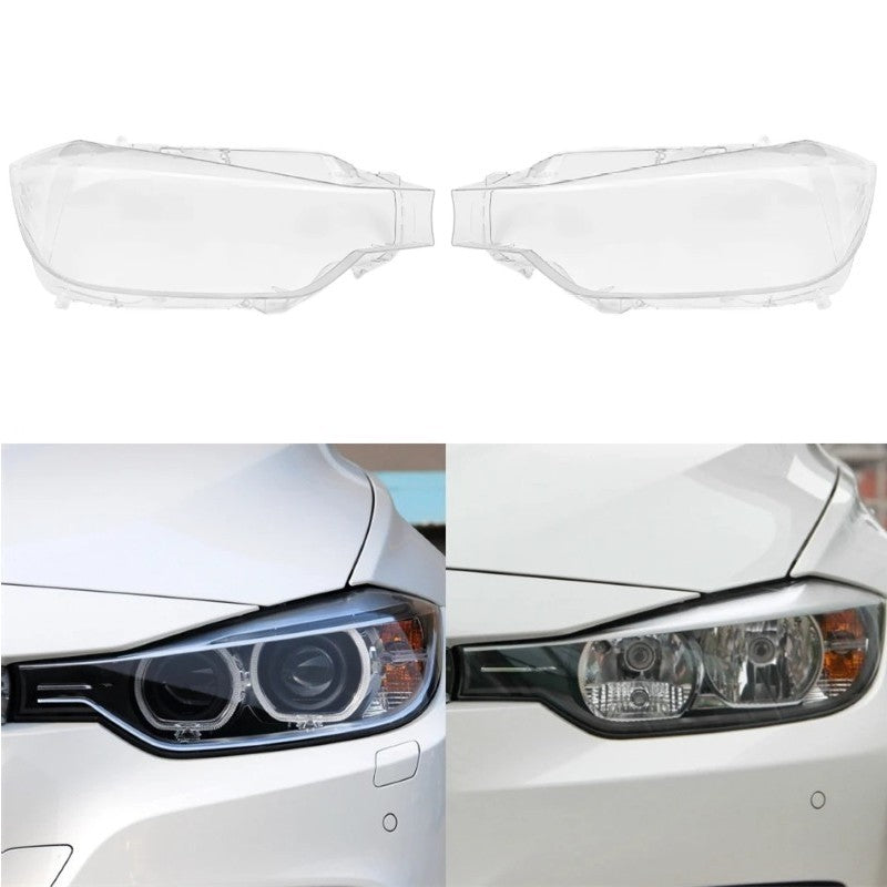Car Craft Compatible With Bmw 3 Series F30 Lci 2016-2018 Car Front Headlights Headlamp Glass Lenses Cover Dust Shell Transparent Plexiglass Lampshade Ddz-f35xk-16l+r Set - CAR CRAFT INDIA