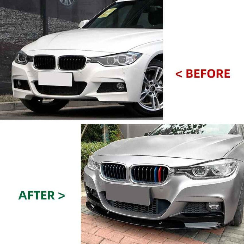 Car Craft Compatible With Bmw 3 Series F30 F31 2012-2018 M Pack M Sport M Tech M Performance Bumper Front Lip Splitter Skirt Trim Zst-403 Gb Glossy Black