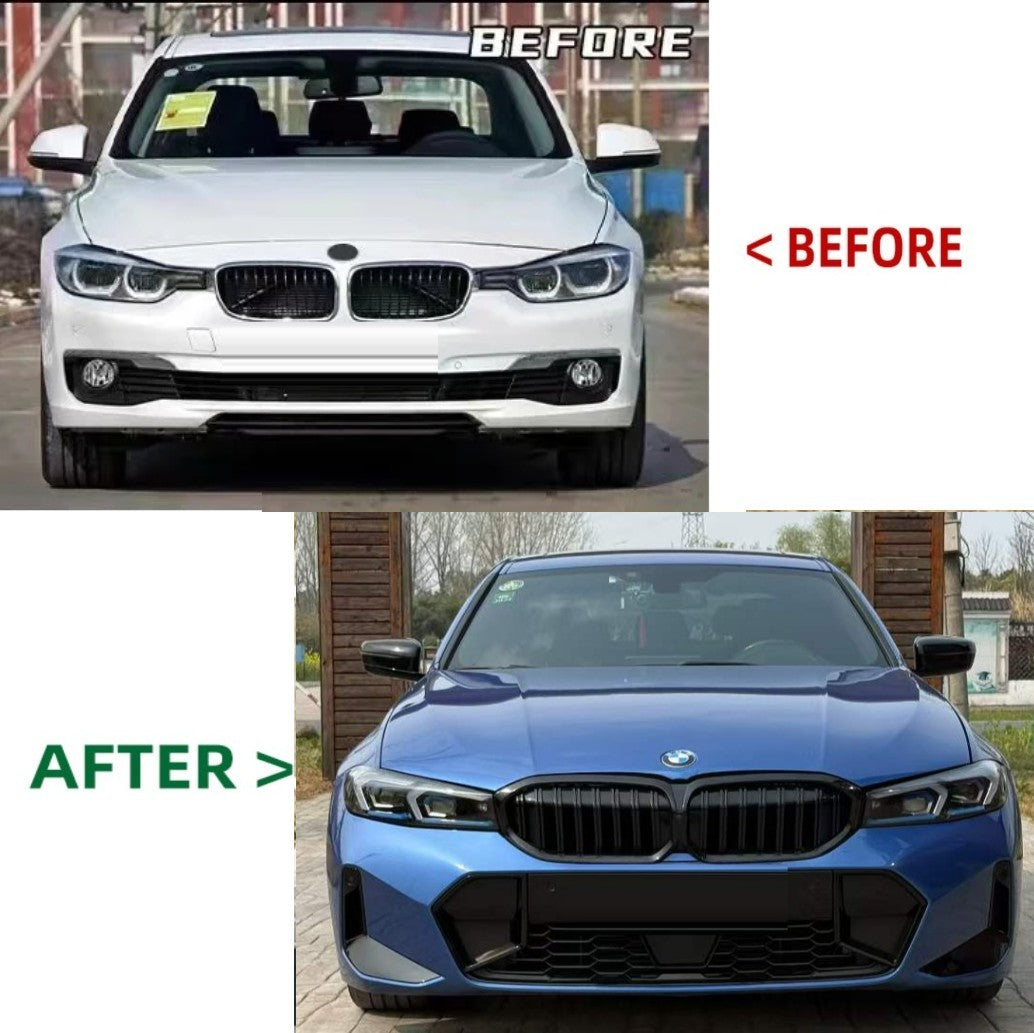 Car Craft Compatible With Bmw 3 Series F30 2012-2018 Upgrade Facelift Convert To G20 G28 2023 Lci Style Bodykit Front Rear Bumper Grill Hood Bonnet Fender Trunk Headlight Taillight Mirror Non Cut Version - CAR CRAFT INDIA