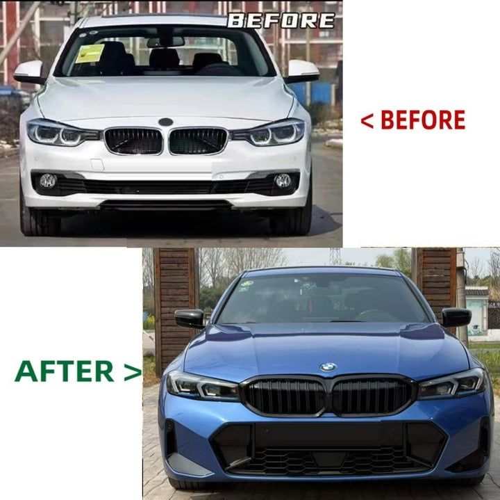 Car Craft Compatible With Bmw 3 Series F30 2012-2018 Upgrade Facelift Convert To G20 G28 2023 Lci Style Bodykit Front Rear Bumper Grill Hood Bonnet Fender Trunk Headlight Taillight Mirror Non Cut Version - CAR CRAFT INDIA