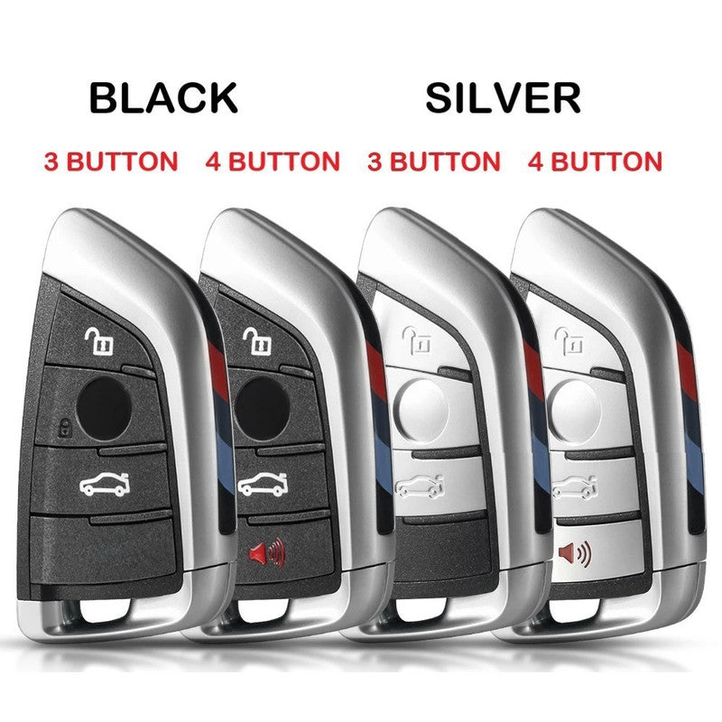 Car Craft Compatible With Bmw 1 2 3 4 5 6 7 X1 X3 X4 X5 X6 X7 Z4 Series Upgrade Key Cover Case To New Style Car Key Cover Shell With Blade 4 Button Silver Bm-ks-42