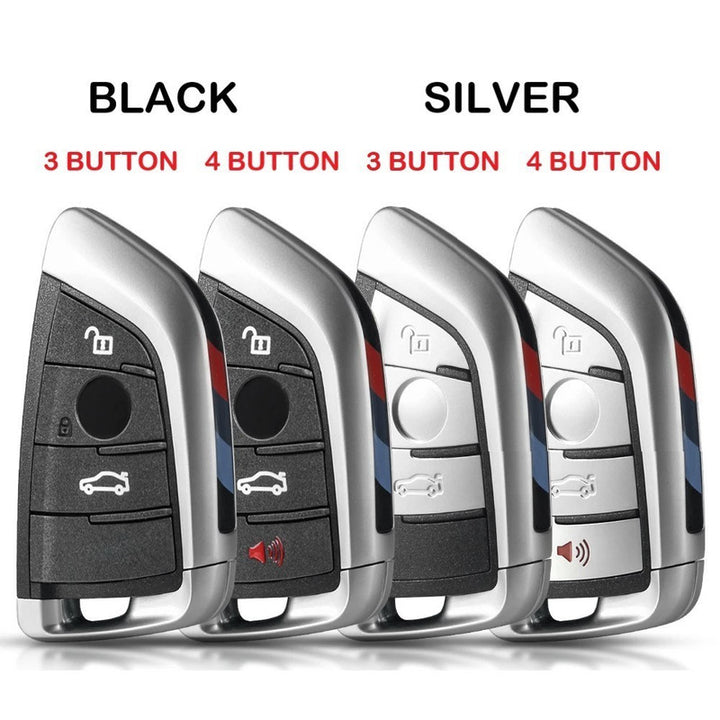 Car Craft Compatible With Bmw 1 2 3 4 5 6 7 X1 X3 X4 X5 X6 X7 Z4 Series Upgrade Key Cover Case To New Style Car Key Cover Shell With Blade 4 Button Silver Bm-ks-42
