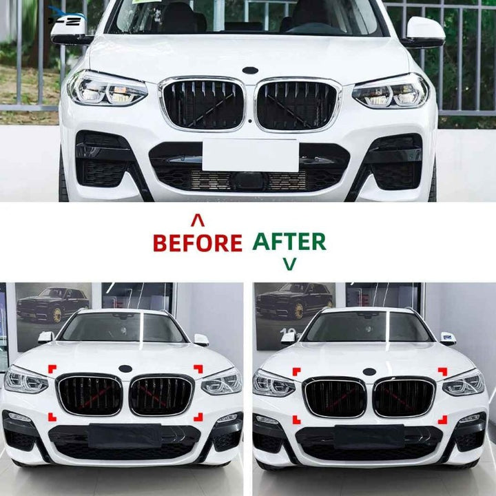 Car Craft Compatible With Bmw X3 G01 X4 G02 Pre-facelift 2018-2022 Front Bumper Illuminated Led Light Show Mesh Grill Single Line Bar Zst-1461 Single Led Glossy Black - CAR CRAFT INDIA