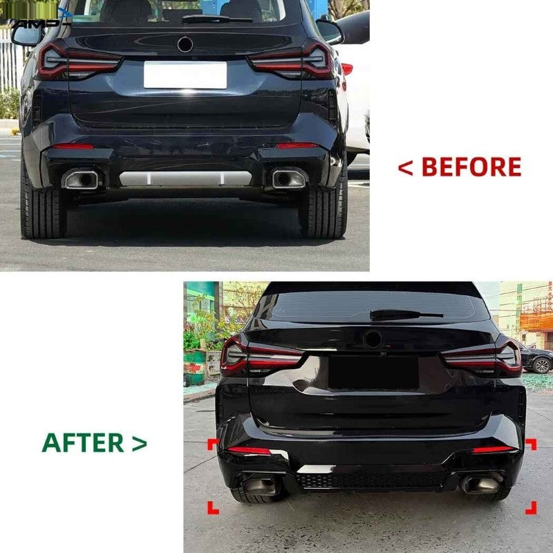 Car Craft Compatible With Bmw X3 G01 Lci 2022-2025 Rear M Sport Bumper Lip Splitter Skirts Diffuser Zst-1460 Cf Carbon Fiber Look - CAR CRAFT INDIA