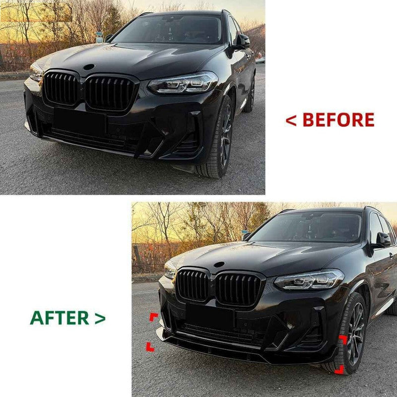 Car Craft Compatible With Bmw X3 X4 G01 G02 Lci M Sport 2022-2024 Bumper Front Lip Splitter Skirt Trim 1 Piece Zst-1498 Gb Glossy Black