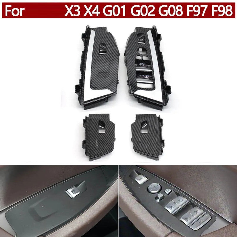Car Craft Compatible With Bmw X3 X4 G01 G02 G08 F97 F98 2018-2021 Car Interior Door Window Lifting Switch Button Control Panel Outer Cover Trim Carbon Fiber Look 51417471025-1 51417473182-1 - CAR CRAFT INDIA
