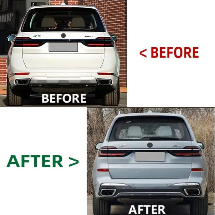 Car Craft Compatible With Bmw X7 G07 Lci 2023-2026 Rear Bumper Upgrade Convert To M Sport M Performance M Tech Mt Rear After Lip Diffuser Skirt Splitter Exhaust Tip Pipe