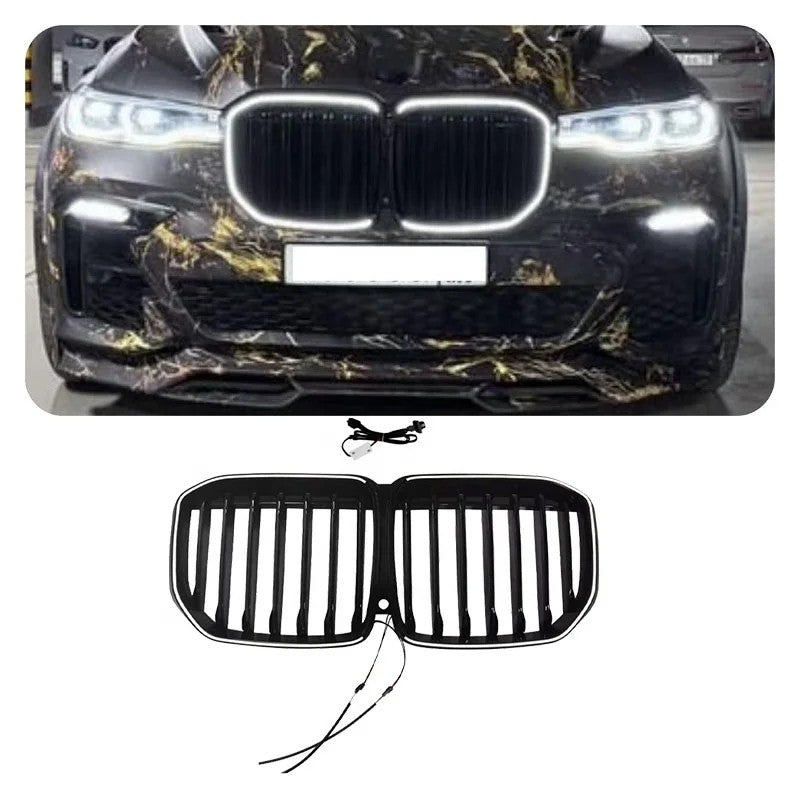 Car Craft Compatible With Bmw X7 G07 2019-2022 Front Bumper Luminous Illuminated Led Glow Show Grill Single Bar Line Glossy Black - CAR CRAFT INDIA