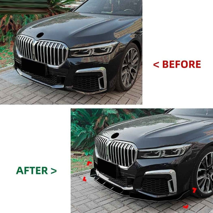 Car Craft Compatible With Bmw 7 Series G11 G12 Lci 2019-2022 M Sport Front Bumper Lip Splitter Skirts Zst-1440 Gb Glossy Black - CAR CRAFT INDIA