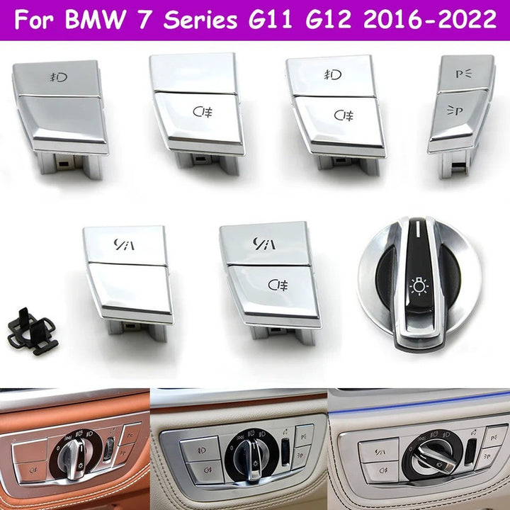 Car Craft Compatible With Bmw 7 Series G11 G12 2016-2022 Car Headlamp Headlight Rotary Switch Knob Cover Fog Lamp Light Parking Night Vision Button 1