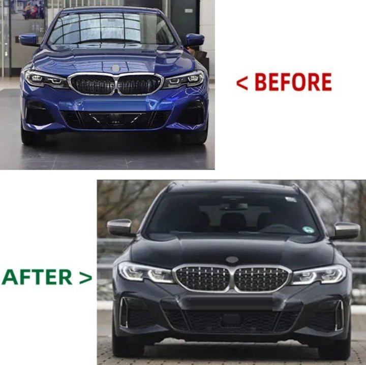 Car Craft Compatible With Bmw 3 Series G20 2019-2022 M340d M340i 330 340 Upgrade Facelift Convert To M Performance M Sport M Tech M-tech Bodykit Bumper Body Kit Front Bumper Assembly Gc G20/28-004