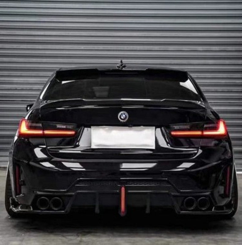 Car Craft Compatible With Bmw 3 Series G20 G28 Lci 2023-2026 M Sport M340i After Rear Bumper Lip Diffuser Splitter Skirts Trim V Ten Vten Style With Led Light - CAR CRAFT INDIA