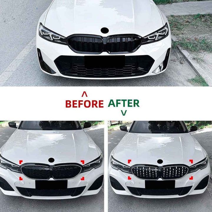 Car Craft Compatible With Bmw 3 Series G20 G21 Pre-facelift 2019-2022 Front Bumper Show Gril Diamond Black With Led Light