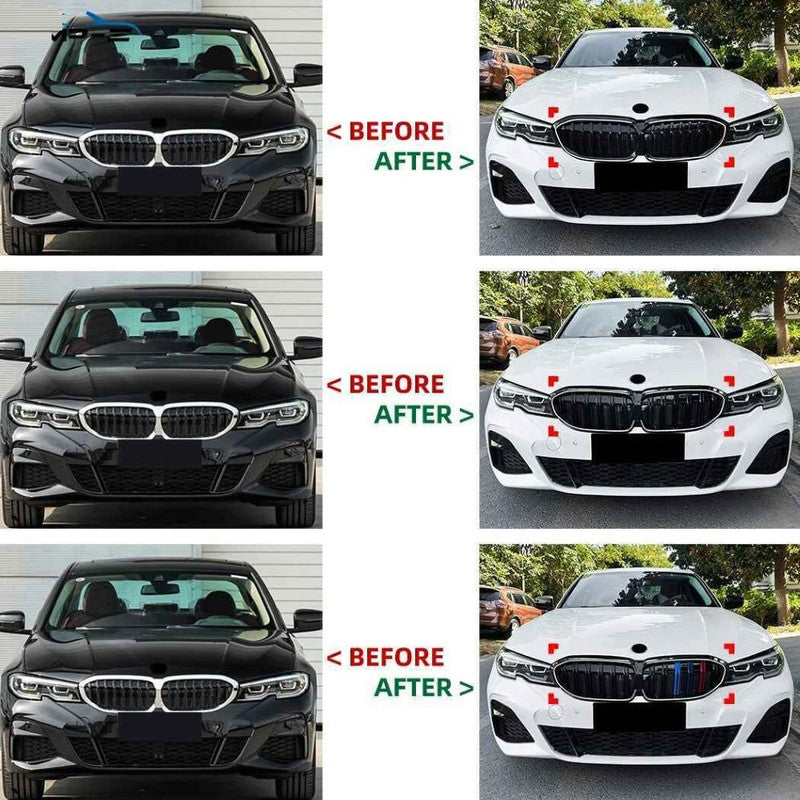 Car Craft Compatible With Bmw 3 Series G20 G21 Pre-facelift 2019-2022 Front Bumper Show Gril Single Line With Led Light