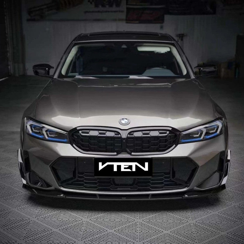 Car Craft Compatible With Bmw 3 Series G20 G28 Lci 2023-2026 M Sport M340i Front Bumper Lip Splitter Skirts Trim V Ten Vten Style - CAR CRAFT INDIA