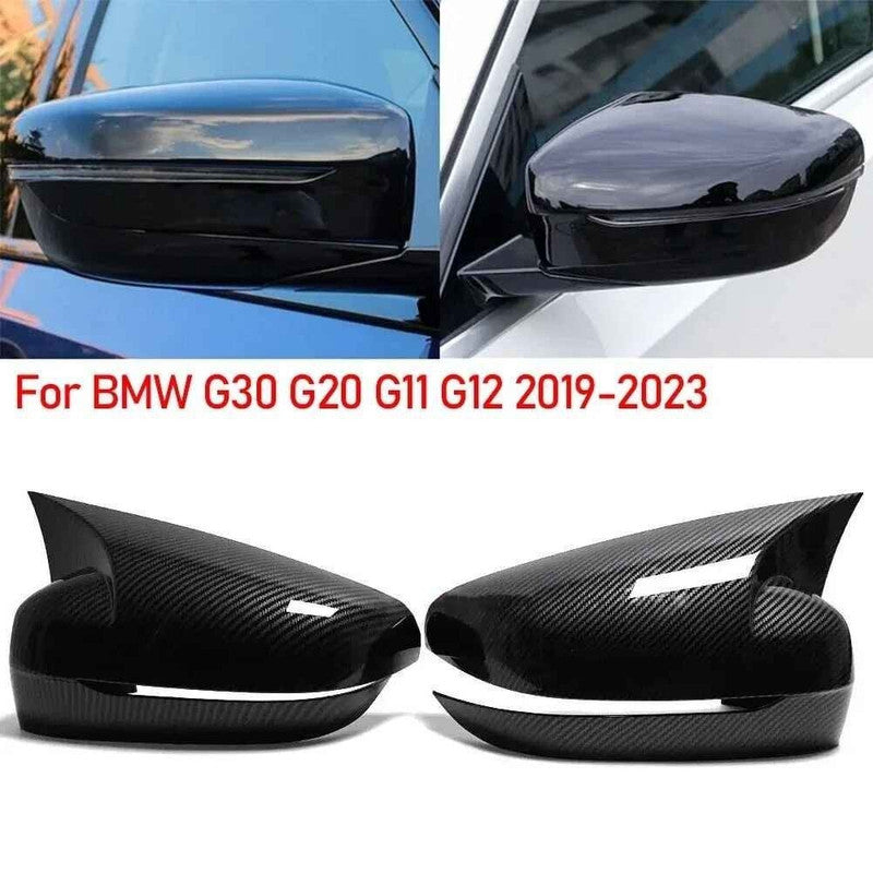 Car Craft Compatible With Bmw 3 4 5 7 8 Series G20 G28 G22 G11 G12 G30 G38 2018-2025 Side Rear View Case Wing Cap Shell Housing Mirror Covers 3m Tape Pasting Style Carbon Fiber Look CC-11553 - CAR CRAFT INDIA
