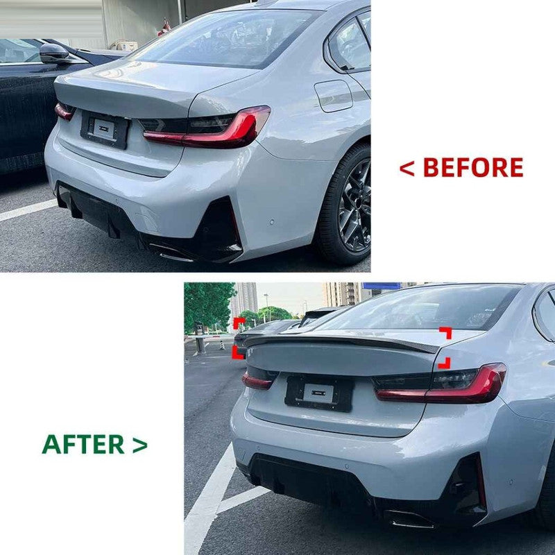 Car Craft Compatible With Bmw 3 Series G20 G28 2019-2025 Trunk Roof Wing Lip Boot Rear Mp M Sport M Performance Spoiler Zst-1193 Cf Carbon Fiber Look - CAR CRAFT INDIA