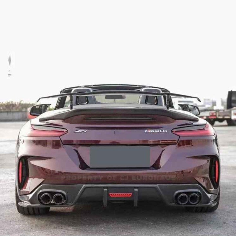 Car Craft Compatible With Bmw Z4 G29 2019-2025 Rear After Bumper Lip Splitter Skirts Trim Canard Diffuser With Light Real Carbon Fiber - CAR CRAFT INDIA