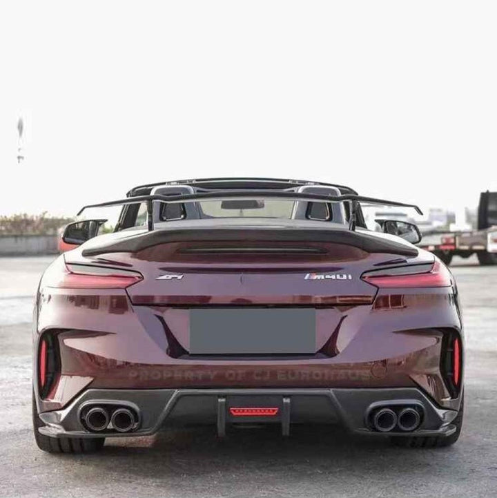 Car Craft Compatible With Bmw Z4 G29 2019-2025 Rear After Bumper Lip Splitter Skirts Trim Canard Diffuser With Light Real Carbon Fiber - CAR CRAFT INDIA