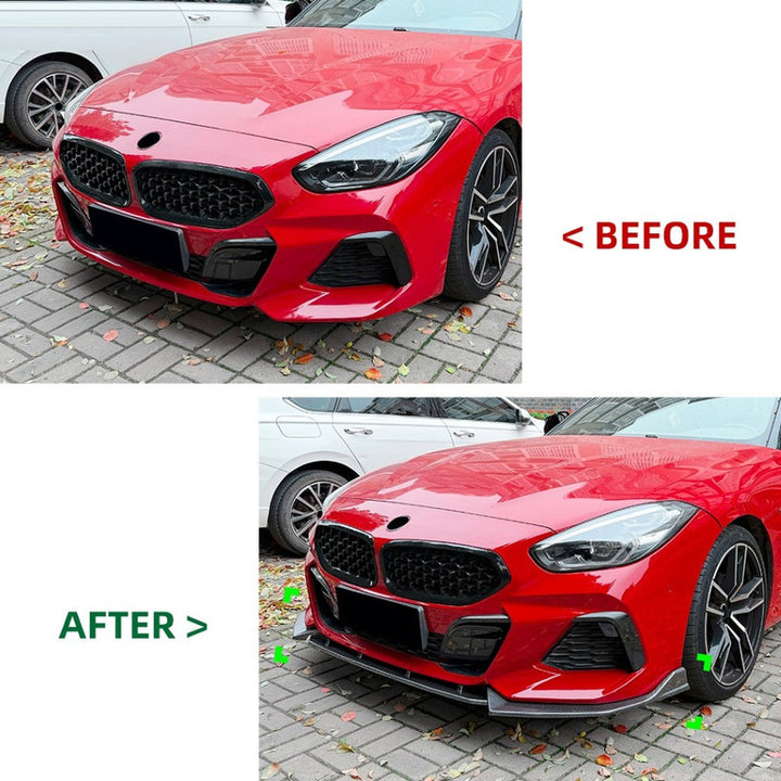 Car Craft Compatible With Bmw Z4 G29 2018-2026 Front Bumper Lip  Splitter Skirt Trim Zst-1550 Cf Carbon Fiber Look Black CC-10937