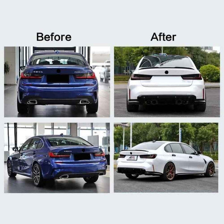 Car Craft Compatible With Bmw 3 Series G20 2019-2023 Exhaust Tips Tail Pipe Midpipe Muffler With Clamp Black